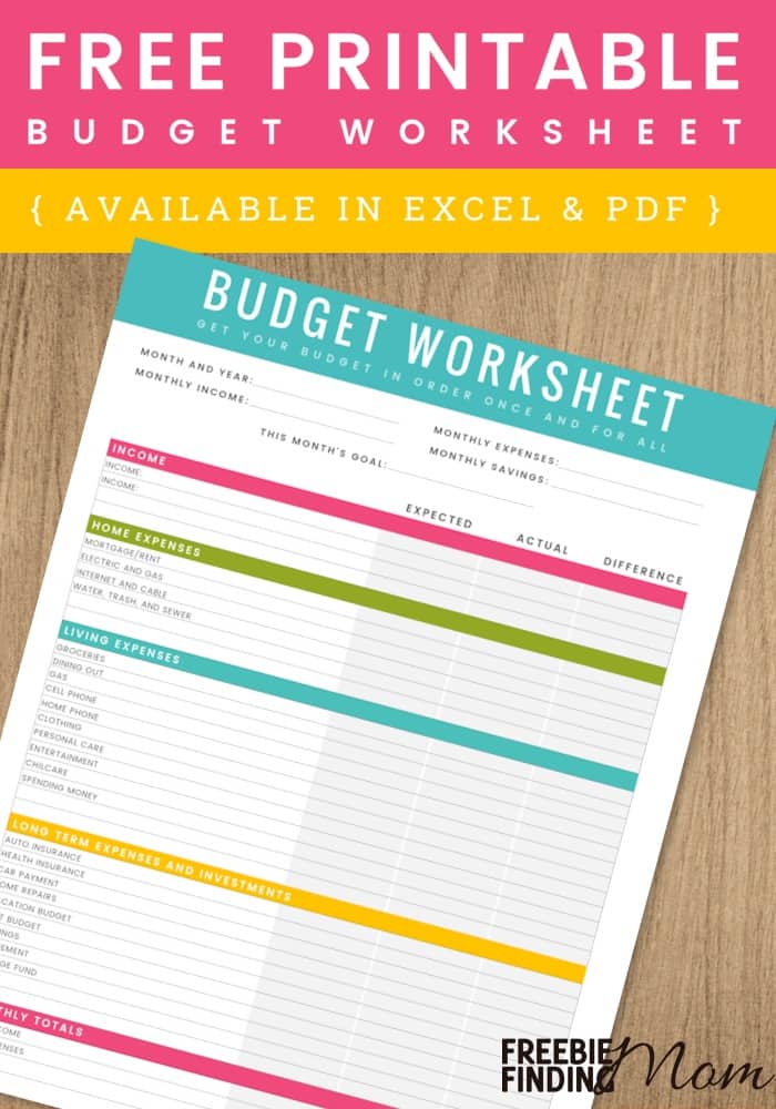 Free Budget Printable from Freebie Finding Mom